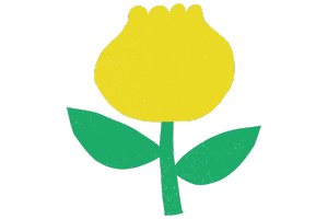 Illustration of one tulip-style, yellow flower with a green stem